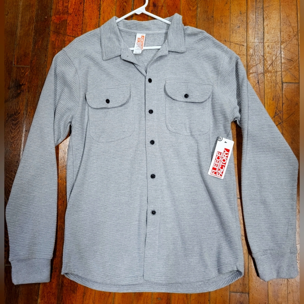 Mens XL Fleece Factory Ribbed Nantucket Shacket